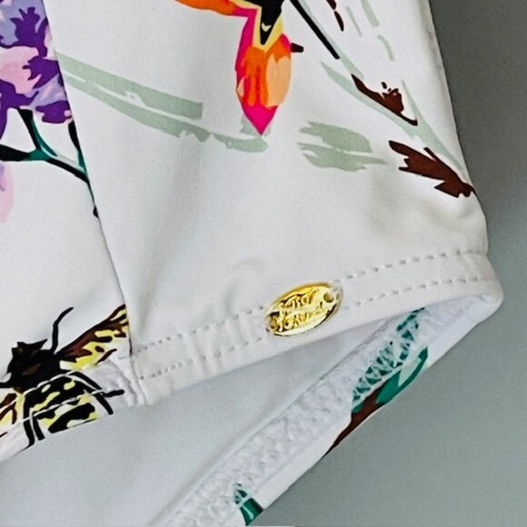 Betsey Johnson Floral Long Sleeve Rashguard Swimsuit Zip Front NWT Medium - Picture 4 of 7